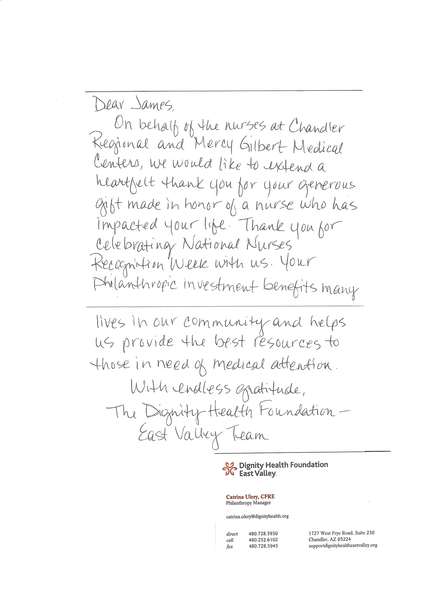 Dignity Health Nurses Thank You